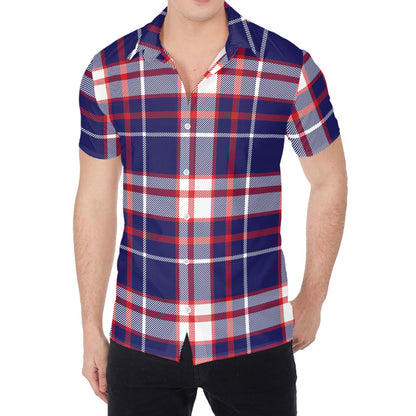 USA Patriotic Plaid Print Men's Shirt