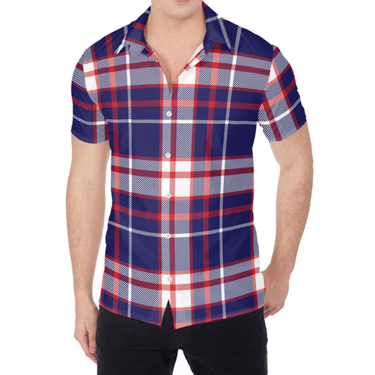 USA Patriotic Plaid Print Men's Shirt