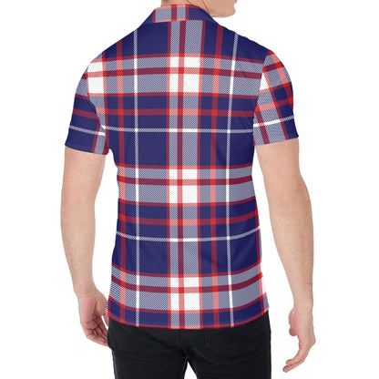 USA Patriotic Plaid Print Men's Shirt