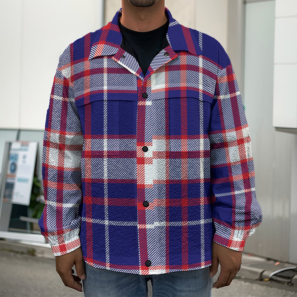 USA Patriotic Plaid Print Men's Shirt Jacket