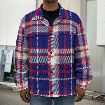 USA Patriotic Plaid Print Men's Shirt Jacket