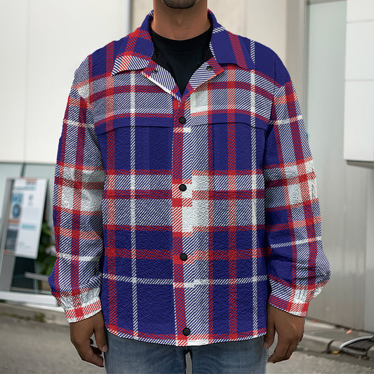 USA Patriotic Plaid Print Men's Shirt Jacket