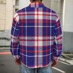 USA Patriotic Plaid Print Men's Shirt Jacket