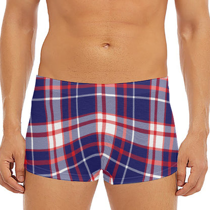 USA Patriotic Plaid Print Men's Short Boxer Briefs