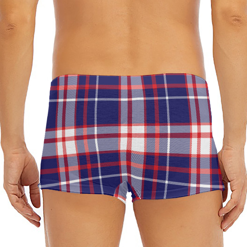 USA Patriotic Plaid Print Men's Short Boxer Briefs