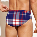 USA Patriotic Plaid Print Men's Swim Briefs
