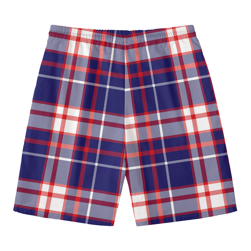 USA Patriotic Plaid Print Men's Swim Trunks