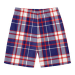 USA Patriotic Plaid Print Men's Swim Trunks