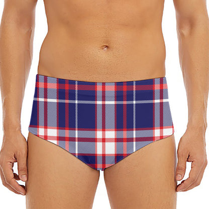 USA Patriotic Plaid Print Men's Triangle Swim Briefs