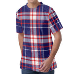 USA Patriotic Plaid Print Men's Velvet T-Shirt
