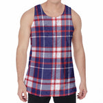 USA Patriotic Plaid Print Men's Velvet Tank Top