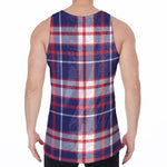 USA Patriotic Plaid Print Men's Velvet Tank Top