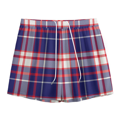 USA Patriotic Plaid Print Mesh Shorts