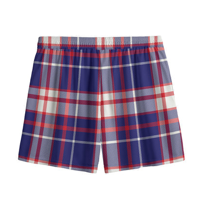 USA Patriotic Plaid Print Mesh Shorts