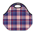 USA Patriotic Plaid Print Neoprene Lunch Bag