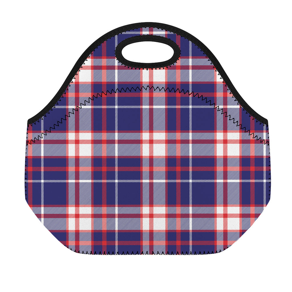 USA Patriotic Plaid Print Neoprene Lunch Bag