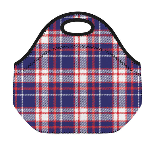 USA Patriotic Plaid Print Neoprene Lunch Bag