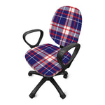 USA Patriotic Plaid Print Office Chair Cover