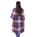 USA Patriotic Plaid Print Open Front Beach Cover Up