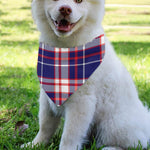 USA Patriotic Plaid Print Over The Collar Dog Bandana