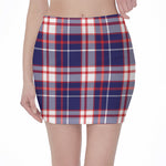 USA Patriotic Plaid Print Pencil Mini Skirt