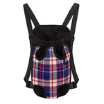 USA Patriotic Plaid Print Pet Carrier Backpack