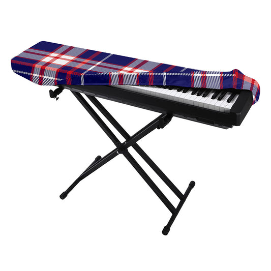 USA Patriotic Plaid Print Piano Keyboard Cover