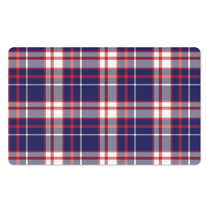 USA Patriotic Plaid Print Polyester Doormat