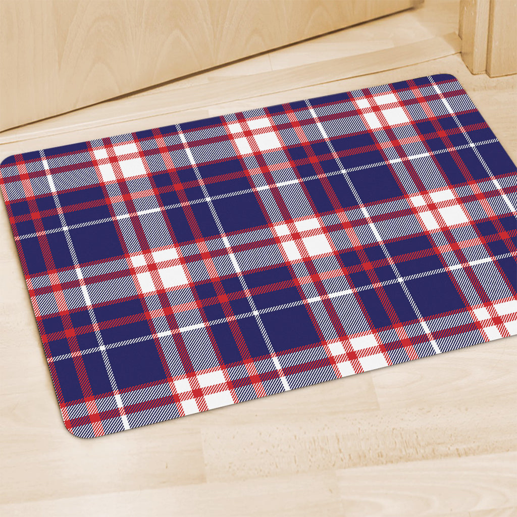 USA Patriotic Plaid Print Polyester Doormat