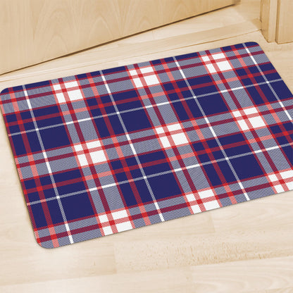 USA Patriotic Plaid Print Polyester Doormat