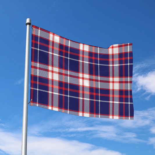 USA Patriotic Plaid Print Polyester Flag