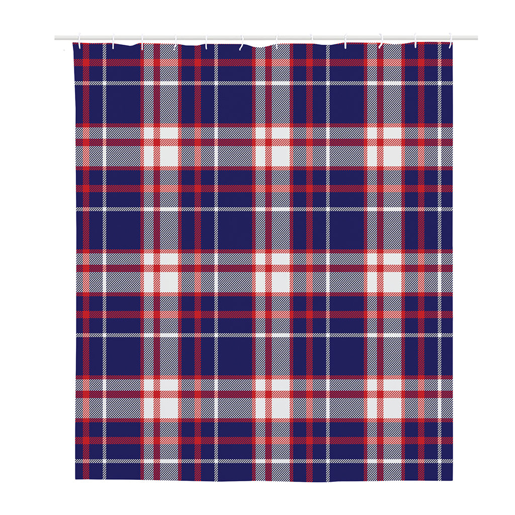 USA Patriotic Plaid Print Polyester Shower Curtain