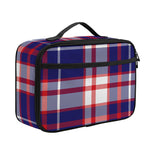 USA Patriotic Plaid Print Portable Lunch Bag