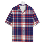 USA Patriotic Plaid Print Rayon Hawaiian Shirt