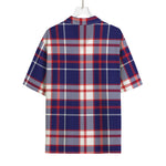 USA Patriotic Plaid Print Rayon Hawaiian Shirt