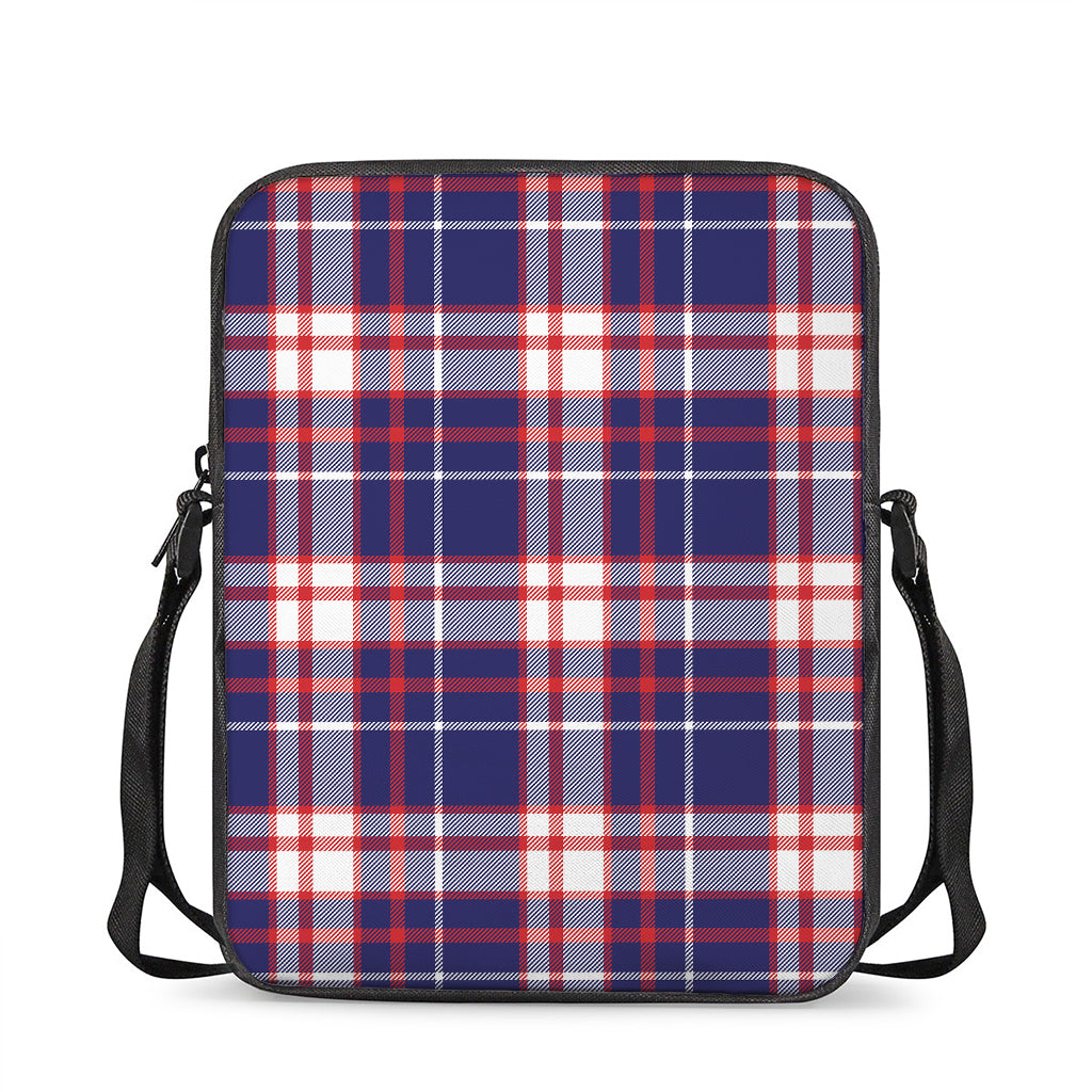 USA Patriotic Plaid Print Rectangular Crossbody Bag