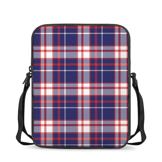 USA Patriotic Plaid Print Rectangular Crossbody Bag