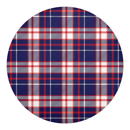 USA Patriotic Plaid Print Round Blanket