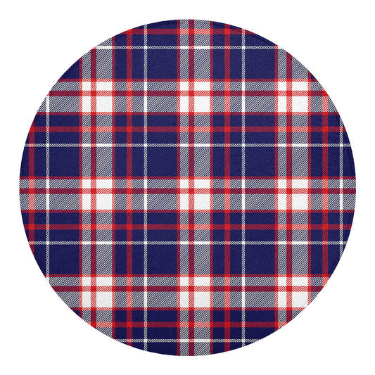 USA Patriotic Plaid Print Round Blanket