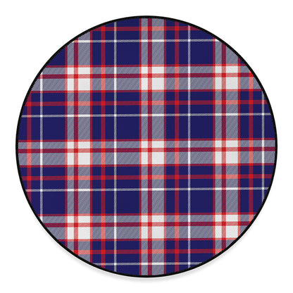 USA Patriotic Plaid Print Round Floor Mat
