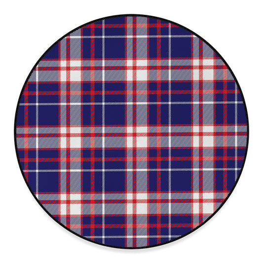 USA Patriotic Plaid Print Round Floor Mat