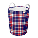 USA Patriotic Plaid Print Round Laundry Basket