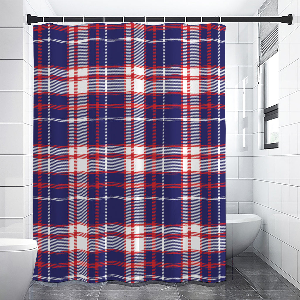 USA Patriotic Plaid Print Shower Curtain