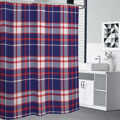 USA Patriotic Plaid Print Shower Curtain