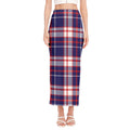 USA Patriotic Plaid Print Side Slit Maxi Skirt