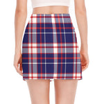 USA Patriotic Plaid Print Side Slit Mini Skirt