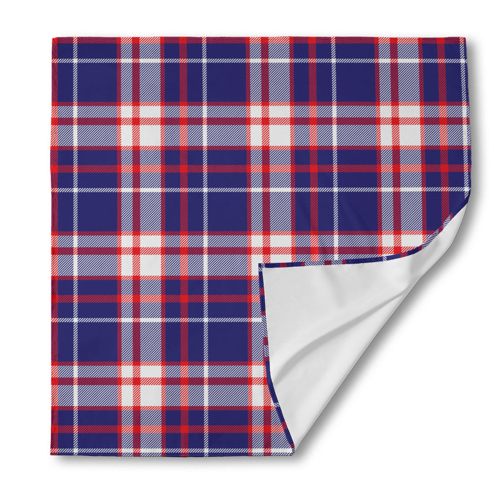 USA Patriotic Plaid Print Silk Bandana