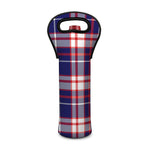USA Patriotic Plaid Print Single Neoprene Wine Tote