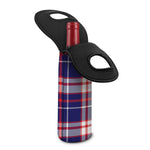 USA Patriotic Plaid Print Single Neoprene Wine Tote