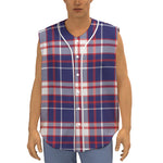 USA Patriotic Plaid Print Sleeveless Baseball Jersey